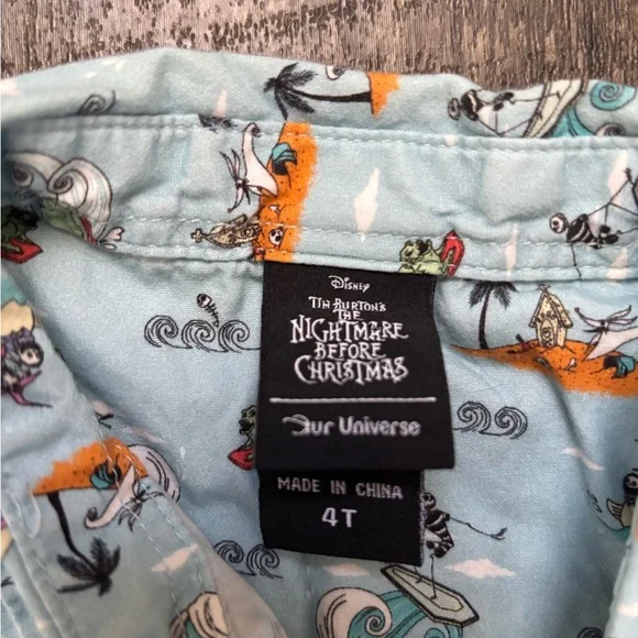 Kids Disney Nightmare Before Christmas Summer Beach Our Universe button up shirt - Picture 3 of 4